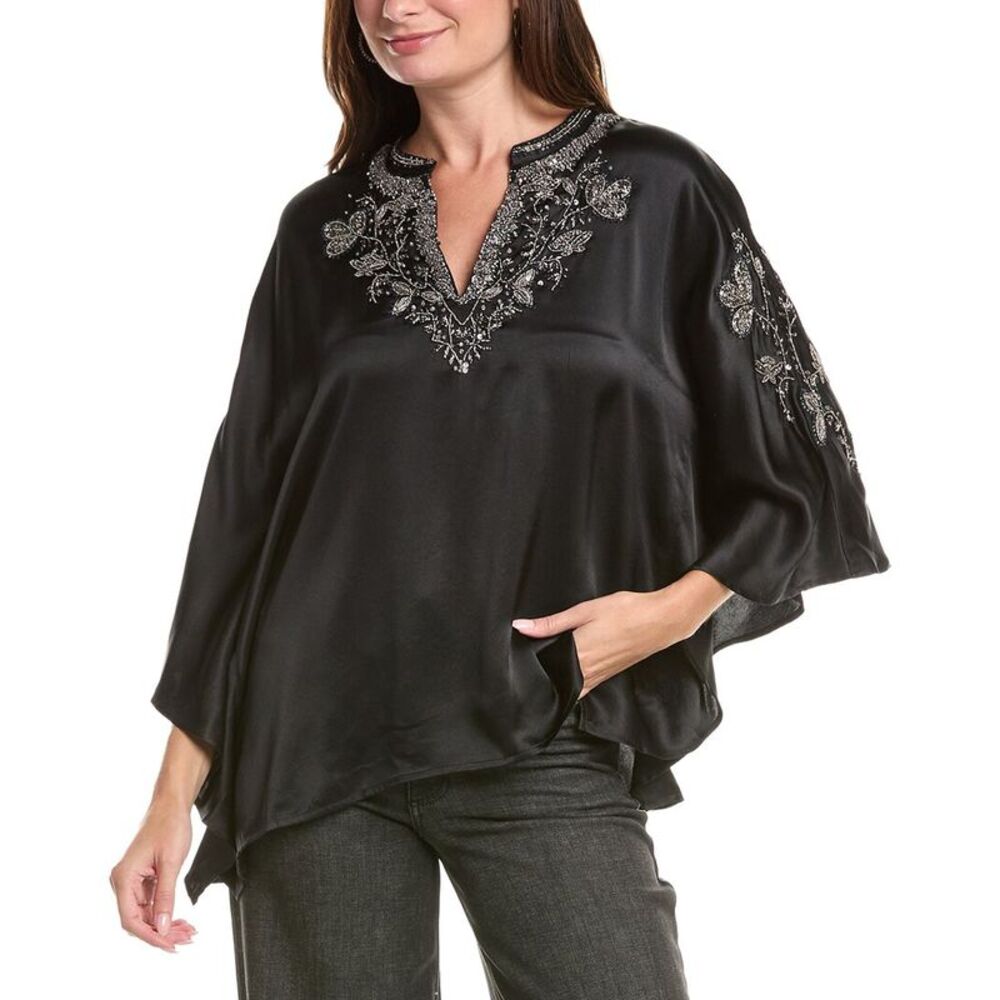 Johnny Was Womens  La Jolla Kaftan Top, Black